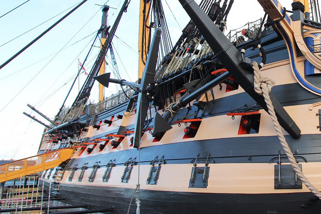The exterior of HMS Victory after restoration work